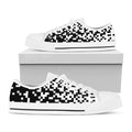 Black And White Pixel Pattern Print White Low Top Sneakers