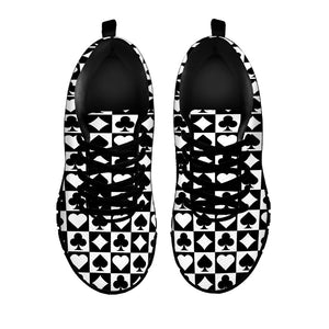 Black And White Playing Card Suits Print Black Running Shoes
