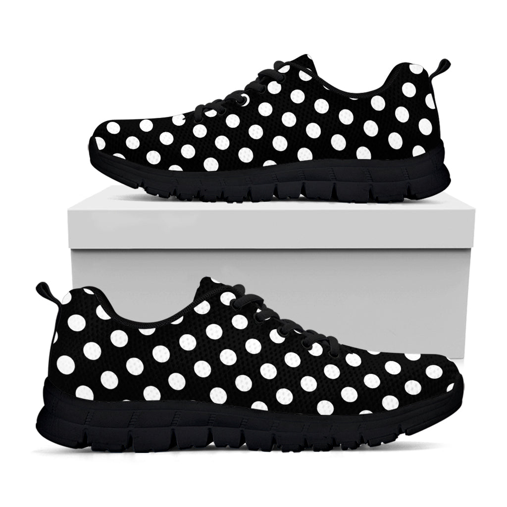 Black And White Polka Dot Pattern Print Black Running Shoes