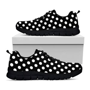 Black And White Polka Dot Pattern Print Black Running Shoes