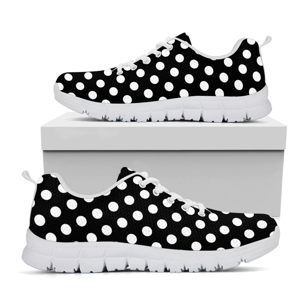 Black And White Polka Dot Pattern Print White Running Shoes