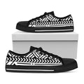Black And White Polynesian Pattern Print Black Low Top Sneakers