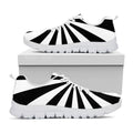 Black And White Radial Rays Print White Running Shoes