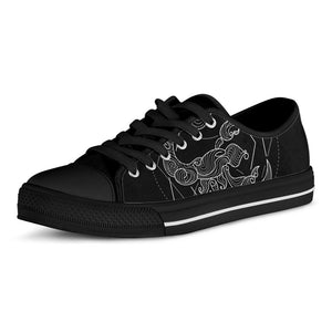 Black And White Scorpio Sign Print Black Low Top Sneakers