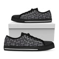 Black And White Sea Turtle Pattern Print Black Low Top Sneakers