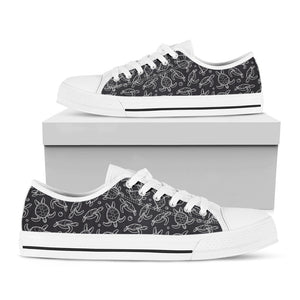 Black And White Sea Turtle Pattern Print White Low Top Sneakers