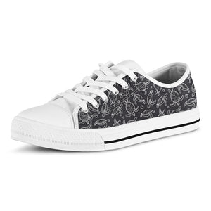 Black And White Sea Turtle Pattern Print White Low Top Sneakers