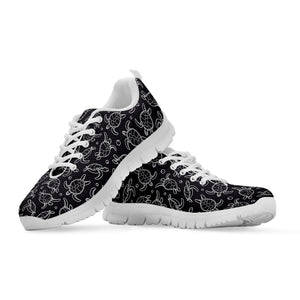 Black And White Sea Turtle Pattern Print White Running Shoes