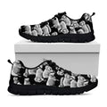 Black And White Sheep Pattern Print Black Running Shoes