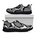 Black And White Snakeskin Print Black Running Shoes