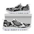 Black And White Snakeskin Print White Running Shoes