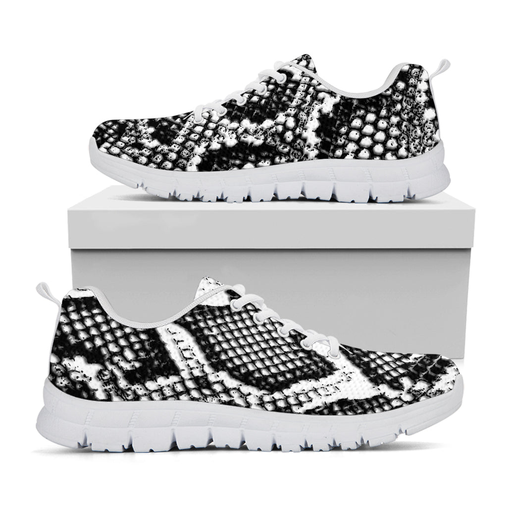 Black And White Snakeskin Print White Running Shoes