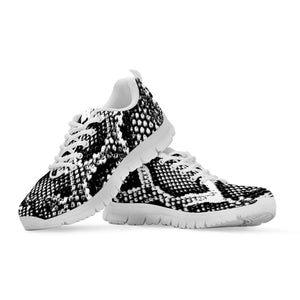Black And White Snakeskin Print White Running Shoes