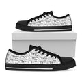 Black And White Snowman Pattern Print Black Low Top Sneakers