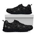 Black And White Spider Web Pattern Print Black Running Shoes