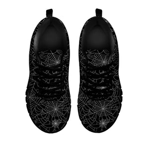 Black And White Spider Web Pattern Print Black Running Shoes
