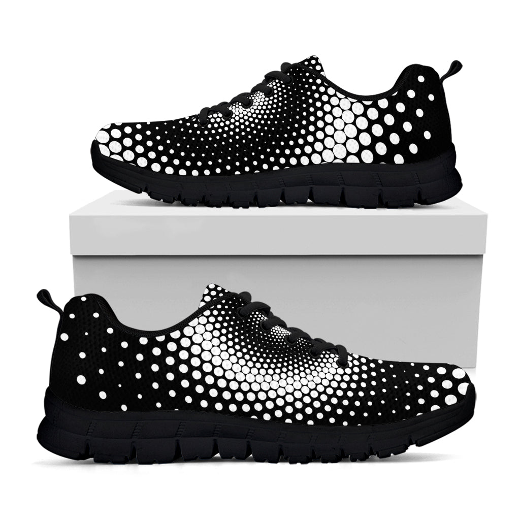 Black And White Spiral Dot Print Black Running Shoes