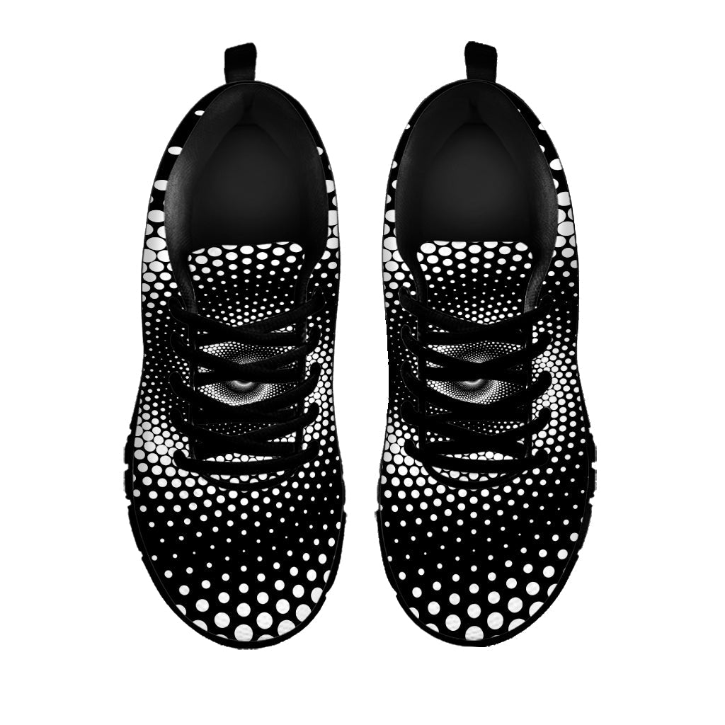 Black And White Spiral Dot Print Black Running Shoes