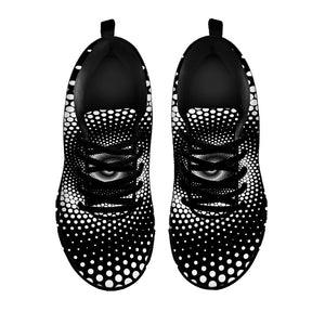 Black And White Spiral Dot Print Black Running Shoes
