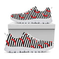 Black And White Striped Chili Print White Running Shoes