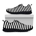 Black And White Striped Pattern Print Black Running Shoes