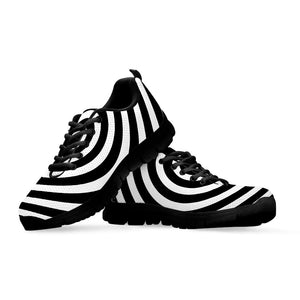 Black And White Swirl Illusion Print Black Running Shoes