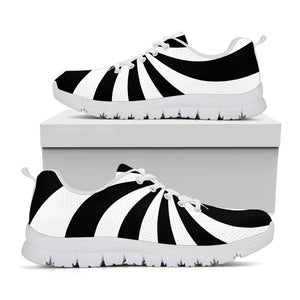 Black And White Swirl Print White Running Shoes