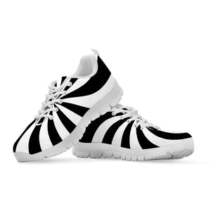 Black And White Swirl Print White Running Shoes