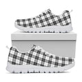 Black And White Tartan Pattern Print White Running Shoes