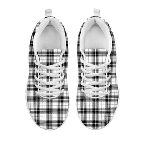 Black And White Tartan Pattern Print White Running Shoes