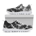Black And White Tie Dye Print White Running Shoes