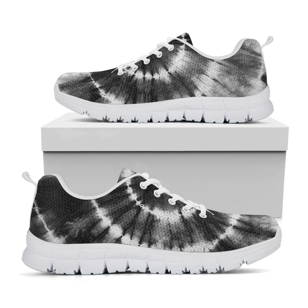 Black And White Tie Dye Print White Running Shoes