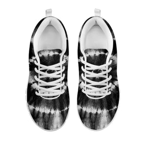 Black And White Tie Dye Print White Running Shoes