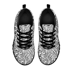 Black And White Tiger Pattern Print Black Running Shoes
