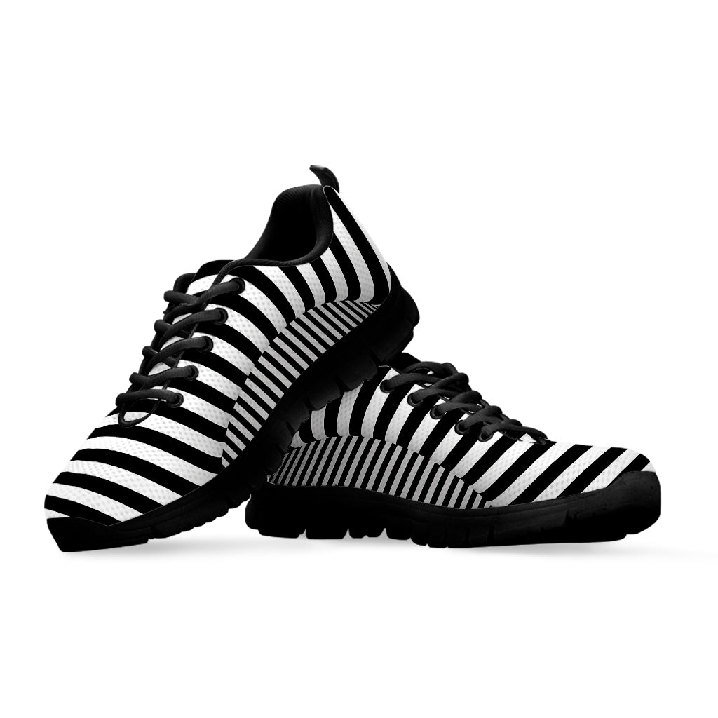 Black And White Torus Illusion Print Black Running Shoes