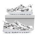 Black And White Tulip Pattern Print White Running Shoes