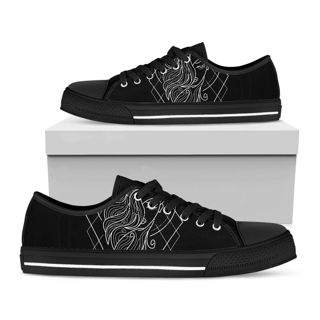 Black And White Virgo Sign Print Black Low Top Sneakers