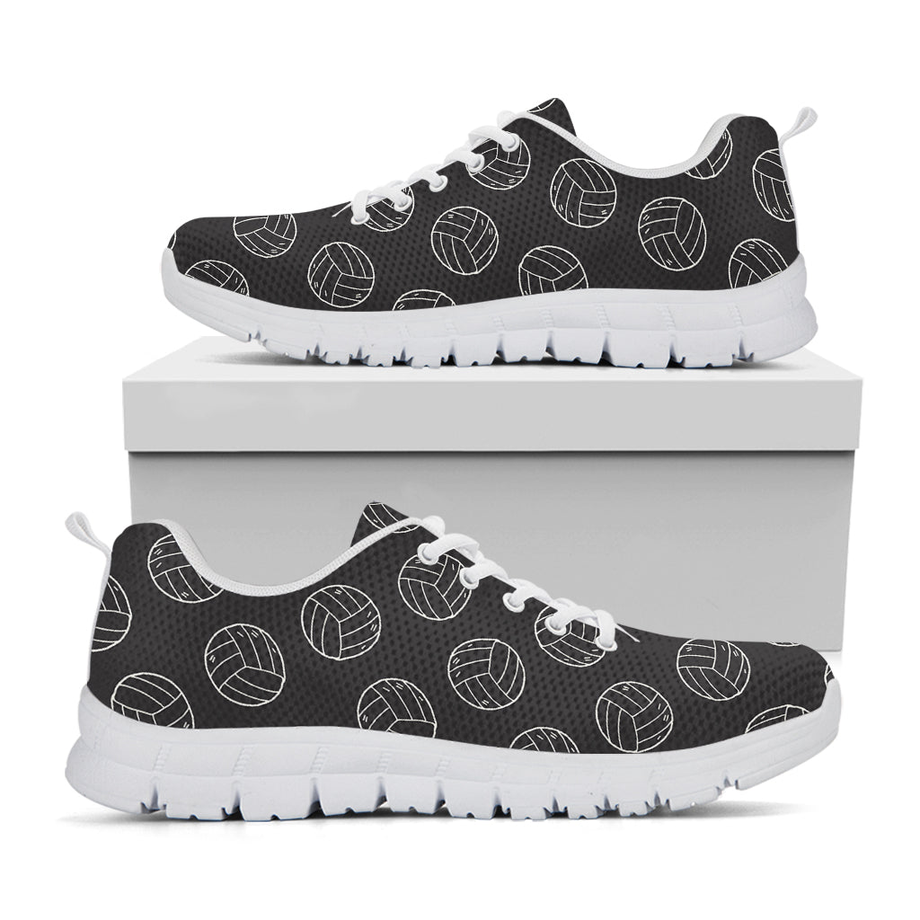 Black And White Volleyball Pattern Print White Running Shoes