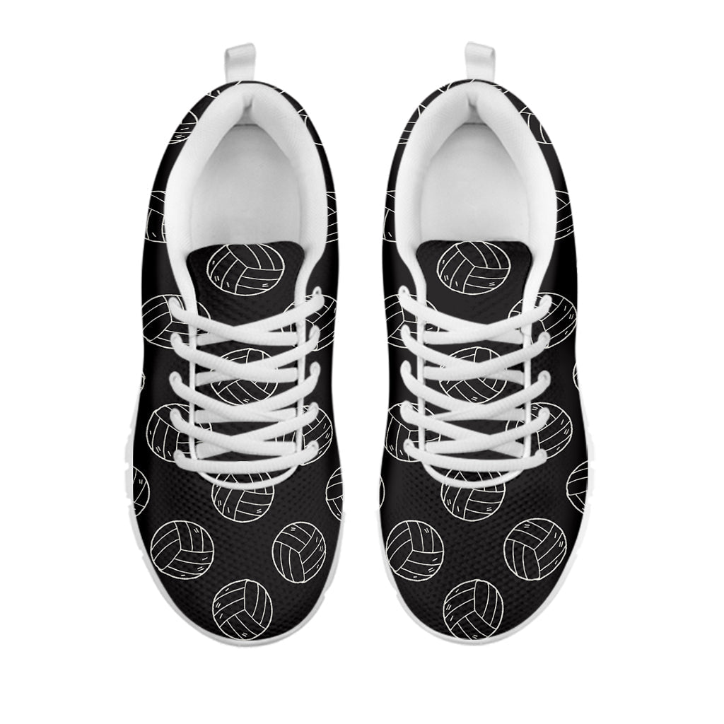 Black And White Volleyball Pattern Print White Running Shoes