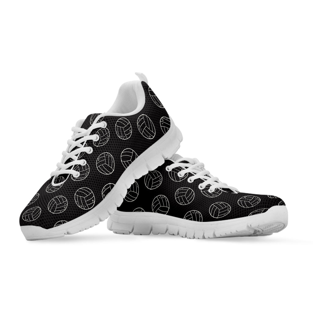Black And White Volleyball Pattern Print White Running Shoes