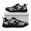 Black And White Wicca Devil Skull Print Black Running Shoes