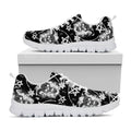 Black And White Wicca Devil Skull Print White Running Shoes