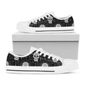 Black And White Wicca Evil Skull Print White Low Top Sneakers