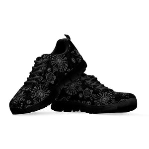 Black And White Wiccan Mystic Print Black Running Shoes