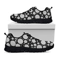 Black And White Yarn Pattern Print Black Running Shoes