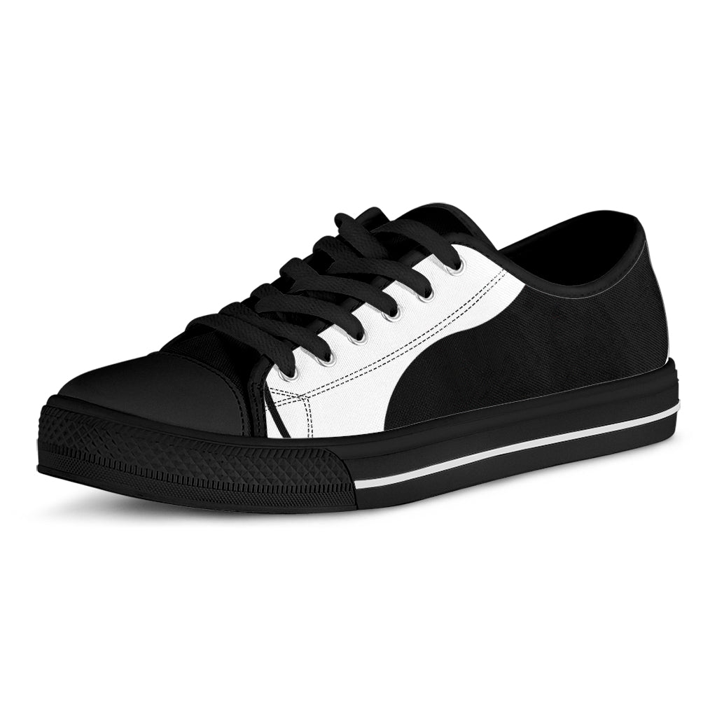 Black And White Yin Yang Symbol Print Black Low Top Sneakers