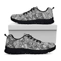 Black And White Zentangle Pattern Print Black Running Shoes