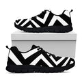 Black And White Zigzag Dazzle Print Black Running Shoes