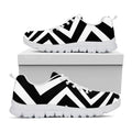 Black And White Zigzag Dazzle Print White Running Shoes