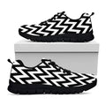 Black And White Zigzag Pattern Print Black Running Shoes